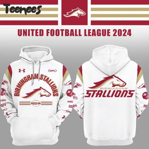 Birmingham Stallions UFL 2024 White Hoodie Pants Cap