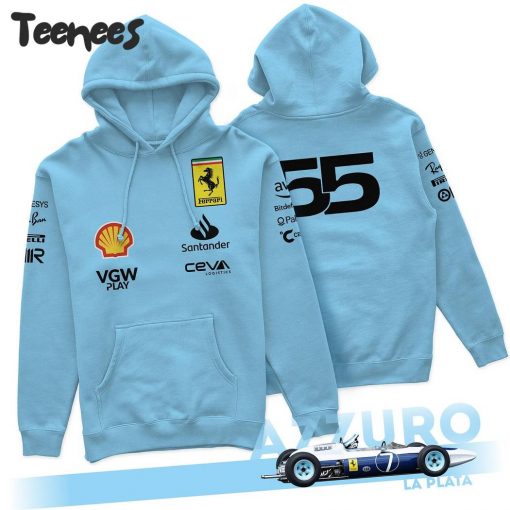 Scuderia Ferrari Azzuro La Plata No 55 Blue Hoodie