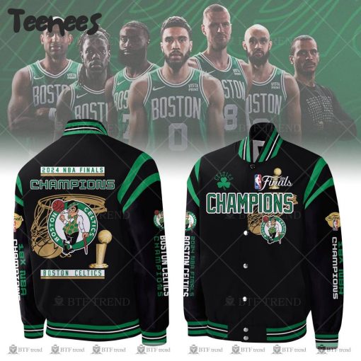 Boston Celtics 2024 Finals Champions Black Baseball Jacket