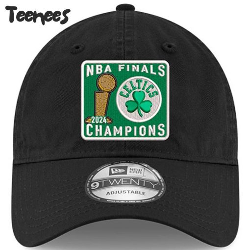 Boston Celtics Black 2024 Finals Champions Squared Up Adjustable Hat