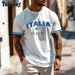 Casual Italy Letter Flag Printed T-shirt