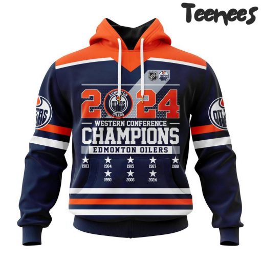 Edmonton Oilers 2024 Western Conference Champions Navy Orange Hoodie