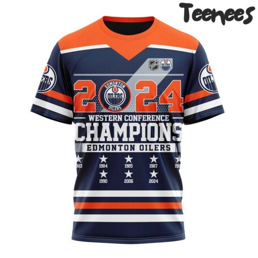 Edmonton Oilers 2024 Western Conference Champions Navy Orange Hoodie