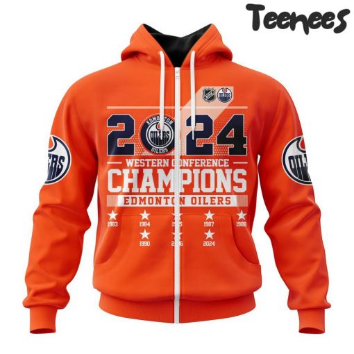 Edmonton Oilers 2024 Western Conference Champions Orange Hoodie