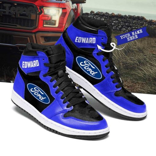 Ford Custom Name Blue Air Jordan 1 Shoes