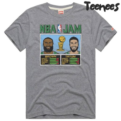 Homage Jayson Tatum & Jaylen Brown Gray Boston Celtics 2024 NBA Finals Champions T-Shirt