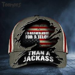 Id Rather Vote For A Felon Than A Jackass Hat Upside Down Flag Patriotic Hat