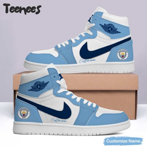 Manchester City Custom Name Air Jordan 1 Shoes