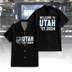 NHL Utah Hockey Club Welcome to Utah Black Hawaiian Shirt