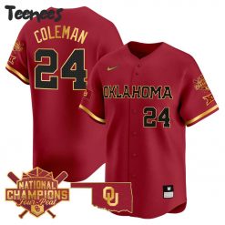 Oklahoma Sooners National Champions Four Peat Crimson Baseball Jersey