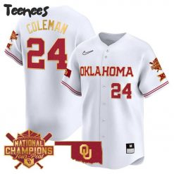 Oklahoma Sooners National Champions Four Peat White Baseball Jersey