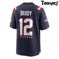 Patriot GOAT Tom Brady White Navy Jersey