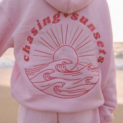 Pink Palm Puff “Chasing Sunsets” Pink Hoodie