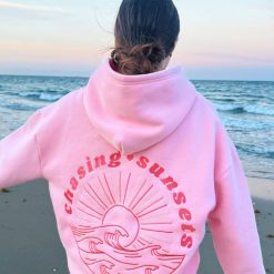 Pink Palm Puff “Chasing Sunsets” Pink Hoodie