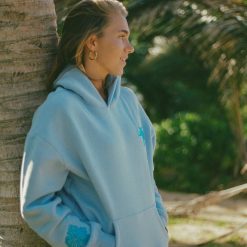 Pink Palm Puff “Everything Comes in Waves” Blue Hoodie