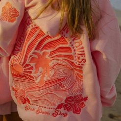 Pink Palm Puff “Everything Comes in Waves” Pink Hoodie