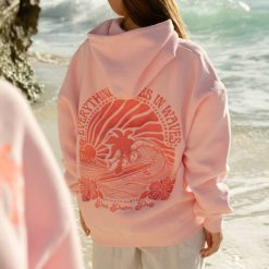 Pink Palm Puff “Everything Comes in Waves” Pink Hoodie