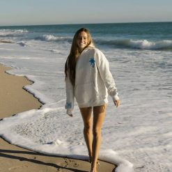 Pink Palm Puff To Live For the Hope of it All Heather White Hoodie