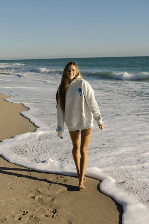 Pink Palm Puff To “Live For the Hope of it All” Heather White Hoodie