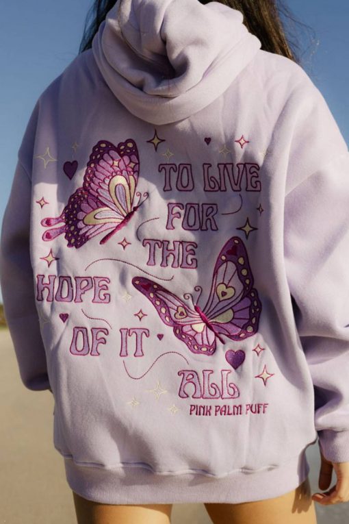 Pink Palm Puff “To Live For the Hope of it All” Lilac Hoodie