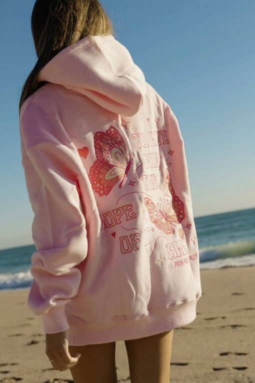 Pink Palm Puff “To Live For the Hope of it All” Pink Hoodie