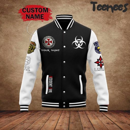 Resident Evil Visit Raccoon City Black White Baseball Jacket