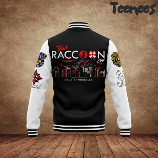 Resident Evil Visit Raccoon City Black White Baseball Jacket