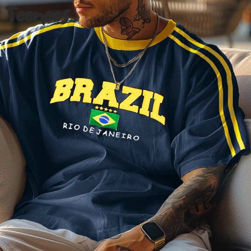 Retro Brazilian Football Y2K Navy T-Shirt