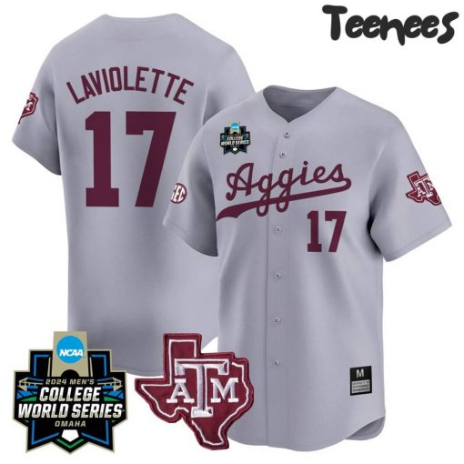 Texas A&M Aggies 2024 College World Series Baseball Jersey – Grey