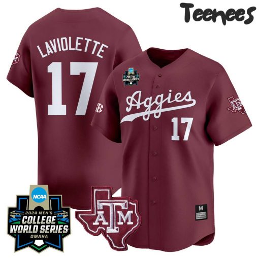 Texas A&M Aggies 2024 College World Series Baseball Jersey – Maroon