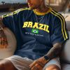 Vintage Brazil National Football Print T-Shirt