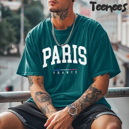 Vintage Paris Print Green T-shirt