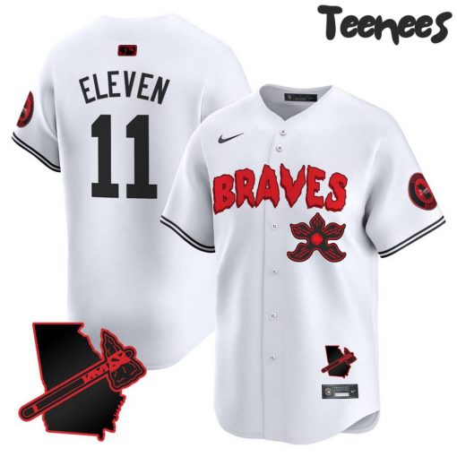 Atlanta Braves Stranger Things White Baseball Jersey