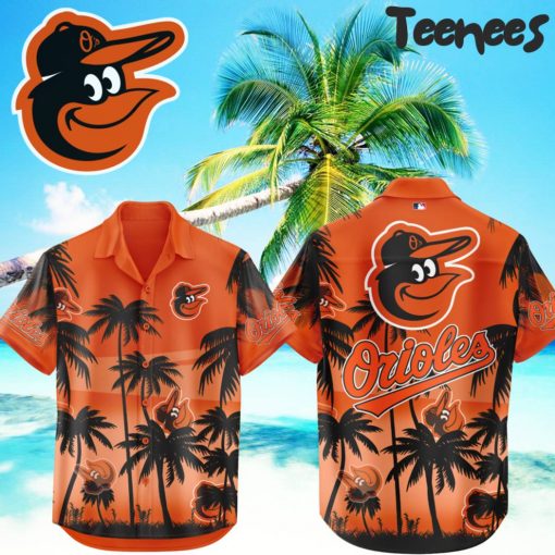 Baltimore Orioles Orange Hawaiian Shirt