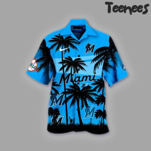 Miami Marlins Blue Hawaiian Shirt