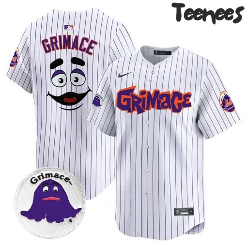 New York Mets Grimace White Pinstripes Baseball Jersey