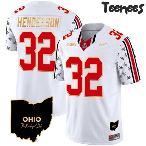 Ohio State Buckeyes 2024 Gold Trim White Limited Jersey