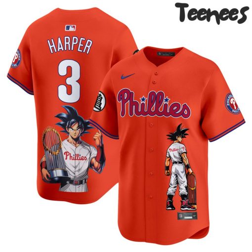 Philadelphia Phillies Dragon Ball Son Goku Orange Baseball Jersey