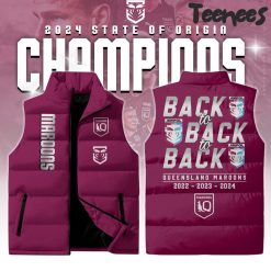 Queensland Maroons 2024 State of Origin Champions Back to Back Sleeveless Puffer Down Jacket