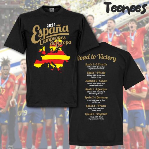 Spain Euro Champions 2024 Black T-Shirt