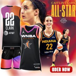 WNBA All Star 2024 Caitlin Clark 22 Black Basketball Jersey Short