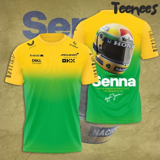 Ayrton Senna Signature Yellow Green T-Shirt