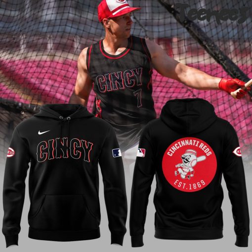 Cincinnati Reds Black Stripped Hoodie