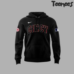 Cincinnati Reds Black Stripped Hoodie