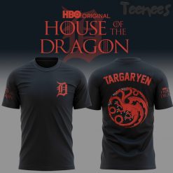 Detroit Tigers x House of the Dragon Targaryen Black TShirt